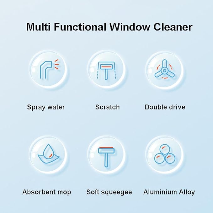 Extension Pole Window Cleaner Multi-Functional Glass Cleaning Household with Silicone Wiper Water Jet Window Cleaner Outdoor Window Cleaning Tools