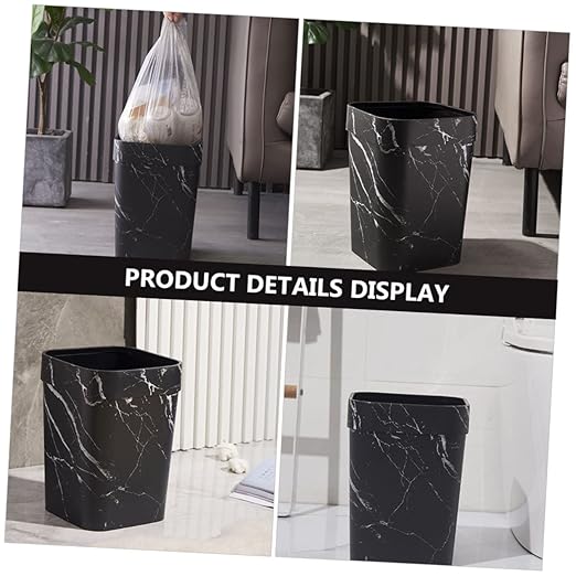 Marbling Trash Can Kitchen Recycle Bin Office Waste Basket Simple Versatile