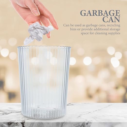 USHOBE Plastic Buckets 1 PC Round Plastic Waste Basket Clear Trash Can Small Wastebasket Garbage Container Bin Acrylic Cylinder Vases Water Bucket