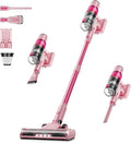 Cordless Vacuum Cleaner: Portable 6-in-1 Stick Vacuum with Anti-Tangle Brush LED Headlight Self-Standing HD Display Rechargeable Vacuum for Pet Hair Low-Pile Carpet and Hardwood Floor-Dark Pink