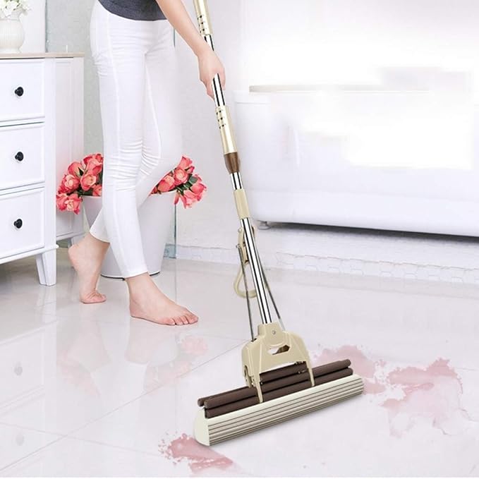 Mop Sponge High Water Absorption  Stainless Steel Handle Telescopic Rod Floor Kitchen Living Room Cleaning Tool
