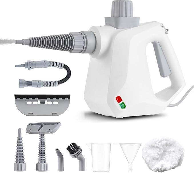 Aramox Pressurized Handheld Steam Cleaner Portable Floor Cleaner with Ergonomic Handle for Hardwood Tile and Car Interior 1000W 400ml Tank (US plug)