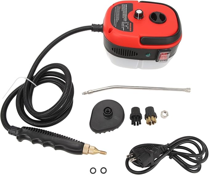 Srliya High Temperature High Pressure Steam Cleaner Handheld Multi Purpose Steam Cleaning Machine for Kitchen Grease Air Conditioner Bathroom Car Interior Home and Hotel Cleaning (Red)