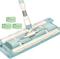 Flat Mop Floor Telescopic with Large Microfiber Pads Spin 360 Degree Handle Home Windows Kitchen Cleaner Wood Tile(Green 4 Mop Cloths)
