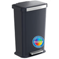iTouchless SoftStep 13.2 Gal / 50L Step Pedal Kitchen Trash Can with Odor Filter Durable Dent-Proof Construction Stainless Steel Trim Garbage Bin with Lid for Home Office Bedroom Black Plastic