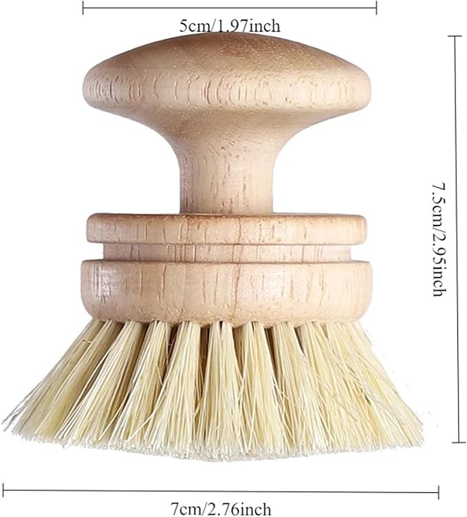 Natural Horse Hair Tableware Brush Environmentally Friendly Sisal Pot and Bowl Brush for Kitchen(Sisal-L)