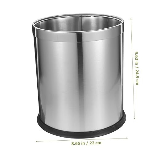 OUNONA Stainless Steel Bathroom Garbage Can Wastebasket for Home Office Dorm and Restaurant Sleek Modern Design for Efficient Waste Management Easy to Clean