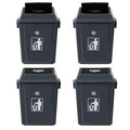6 Gallon Plastic Swing Top TrashBin/Garbage Can Lidded Wastebasket Trash Can for Kitchen Garage Office Grey (4 Pack)