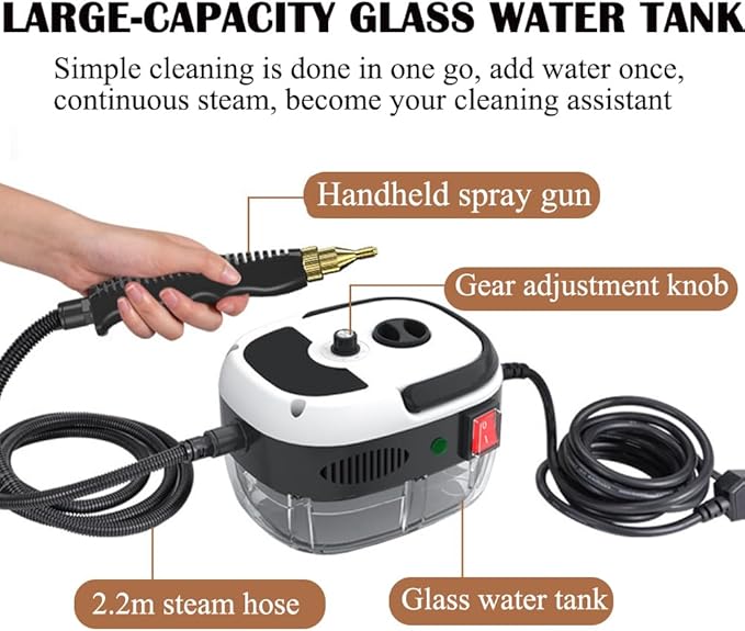 Car Steam Cleaner Portable Handheld Steam Cleaner 2500W Pressurized Steam Cleaner High Temperature Pressurized Steam for Home Car Kitchen