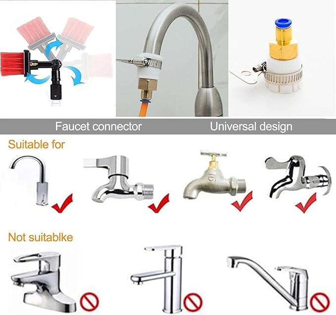 Water Fed Pole Kit Water Fed Brush Water Fed Cleaning System Aluminum Outdoor Window Cleaner with 20M Water Hose Cleaning Tool for Window Glass Solar Panels(39FT/12M)