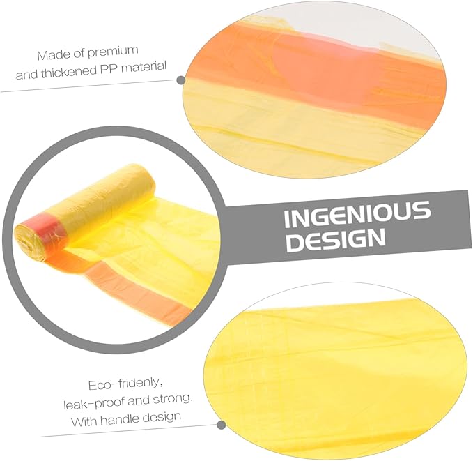 10 Packs Disposable Thickened Trash Bags with Drawstring Yellow Garbage Bags for Home Kitchen Office Large Capacity Odorless Premium PP Plastic Practical Rubbish Liners for Easy