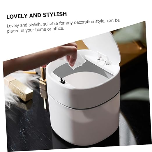 Healifty 2Pcs Small Waste Basket with Lid Odorless Plastic Desktop Trash Can Garbage Can for Kitchen Living Room Bedroom and Office Compact Wastebasket for Tidy Spaces