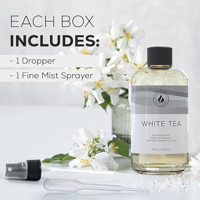 Aroma Country White Tea Diffuser Oil - Luxury Essential Oils for Diffuser Refill &amp Air Freshener Room Spray Long-Lasting Natural Home Fragrance and Hotel Scent for Diffusers &amp Machines (8.5