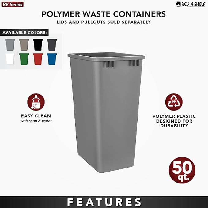 Rev-A-Shelf 50 qt. Black Polymer Replacement Waste Container Pullouts