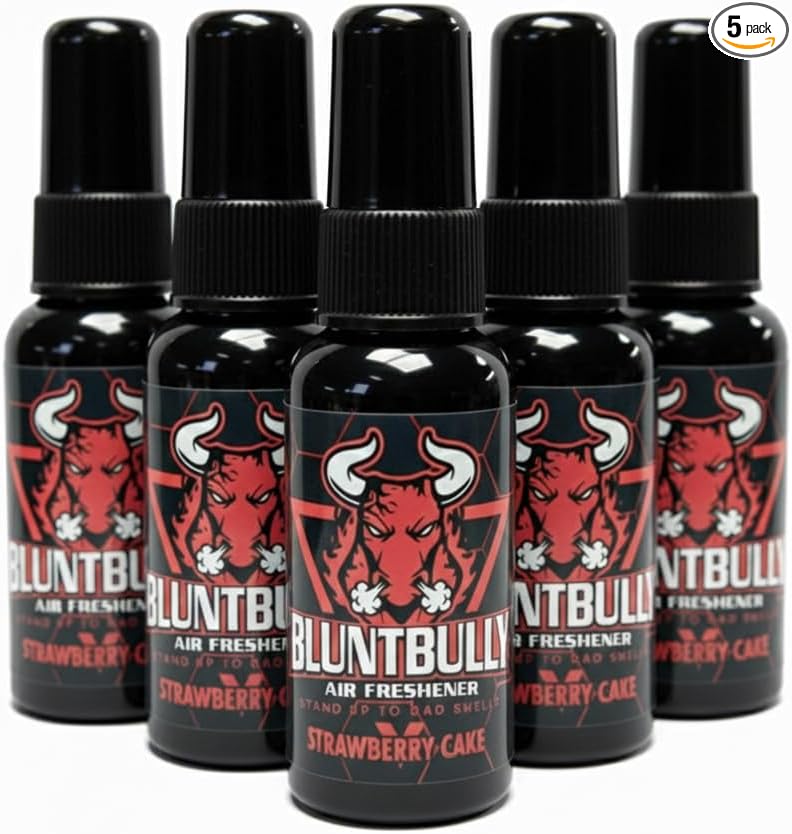 Blunt Bully Air Freshener (Strawberry Cake) (5 Pack) Premium Oil Based Air Freshener Spray. Long-Lasting Room Bathroom Office &amp Car Scent | Eliminates Odors from Smoke Pets &amp More