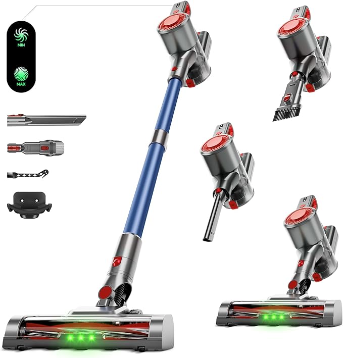KIKETECH Cordless Vacuum Cleaner Stick Vacuum Cleaners for Home Handheld Vacuum Cleaners for Home for Pet Hair/Carpet/Floor (red)
