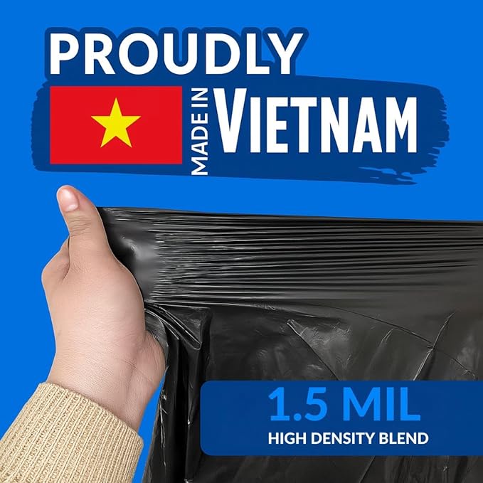 40–45 Gallon Trash Bags 40 x 46 Inch – 1.5 Mil Heavy Duty Black Garbage Bags 100 Count – Large Can Liners for Commercial Contractor and Cleanup Use