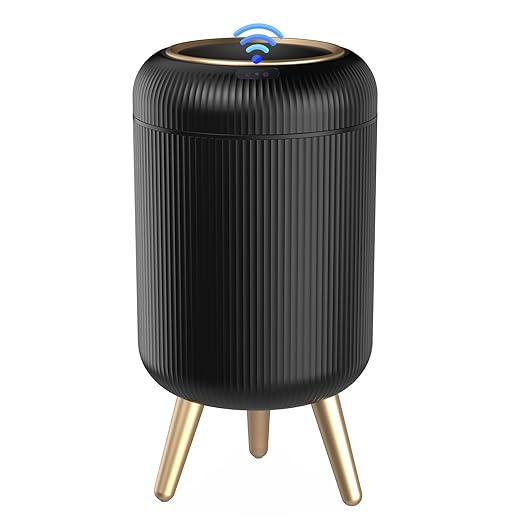 Bathroom Trash Can Automatic Touchless3 Gallon Smart Motion Sensor Trash Bin with LidPlastic Black Garbage Can Wastebaskets with Removable Legs for Kitchen Office Toilet Bedroom