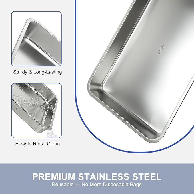 LANMU Stainless Steel Oven Rack Cleaning Tray Large Capacity Soaking Tray for Grill Grates BBQ Rack Reusable &amp Leak-proof Oven Shelf Cleaning Tool