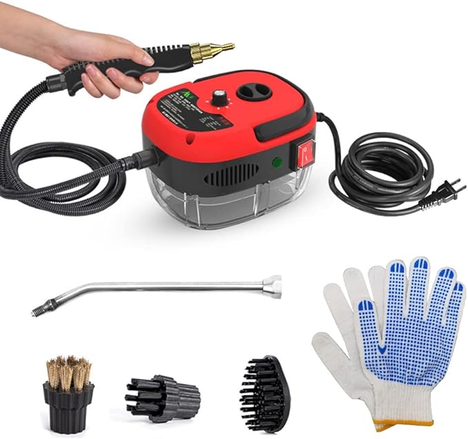 2500W Portable Handheld Steam Cleaner High Temperature Pressurized Steam Cleaning Machine with Brush Heads and Gloves for Kitchen Furniture Bathroom Car