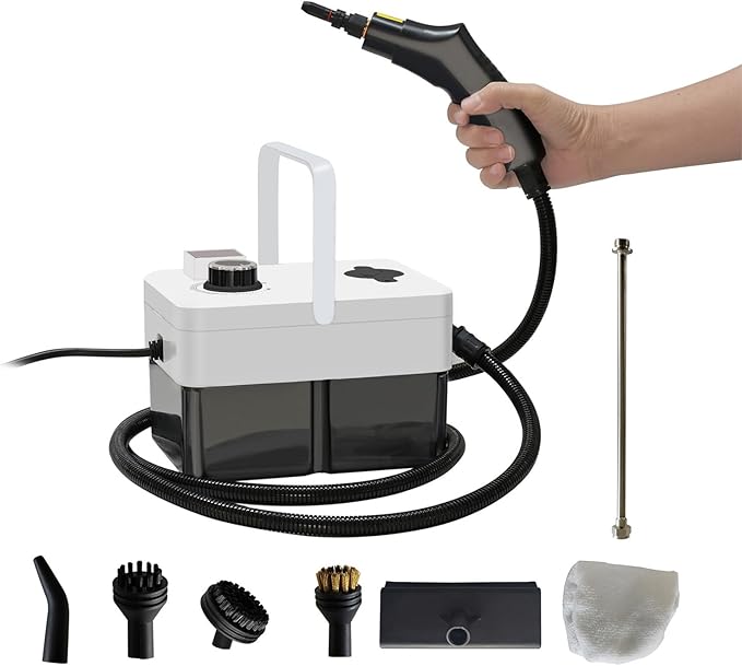 Pressurized Handheld Steam Cleaner for Home 10s Heat-Up Handheld Steamer for Cleaning3Bar pressure1950W power1.7 Qt Tank Portable Steam Cleaner Handheld for KitchenCarTileWindowFloor