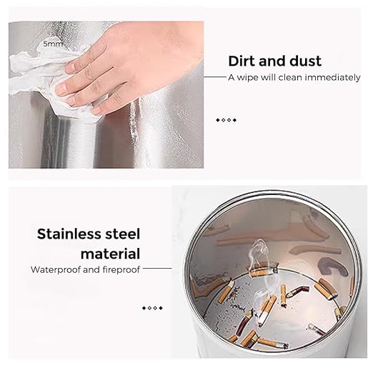 2.6Gallon/10LStainless Steel Bathroom Trash CanChrome Trash CanSilver Garbage Can for OfficeWastebasket for HotelOfficeStoreMetal Trash bin Without lid (Silver)