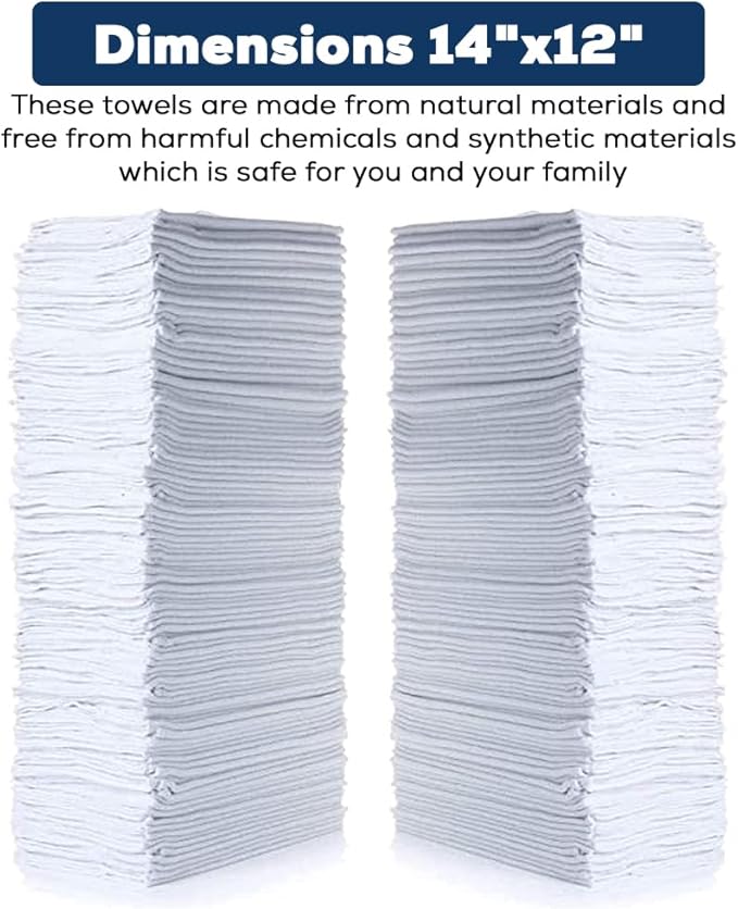 SIMPLI-MAGIC 79142 Shop Towels 14x12 150 Piece White (Pack of 4 600 Count Total)