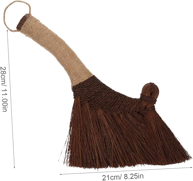 OUNONA Desktop Mini Broom Traditional Straw Handheld Sweeping Brush for Home and Office Cleaning Soft Whisk Broom for Dust Removal in Corners and Surfaces