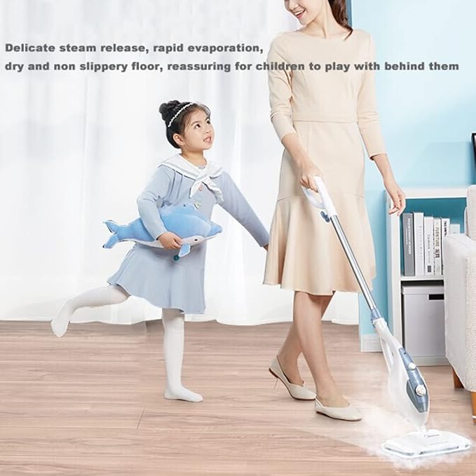 Steam Mop Cleaner with Detachable Handheld Steamer for Hardwood/Laminate Floor Tiles and Grout 100C High-Temperature Steam 350ml Large Water Tank 10m Operating Diameter
