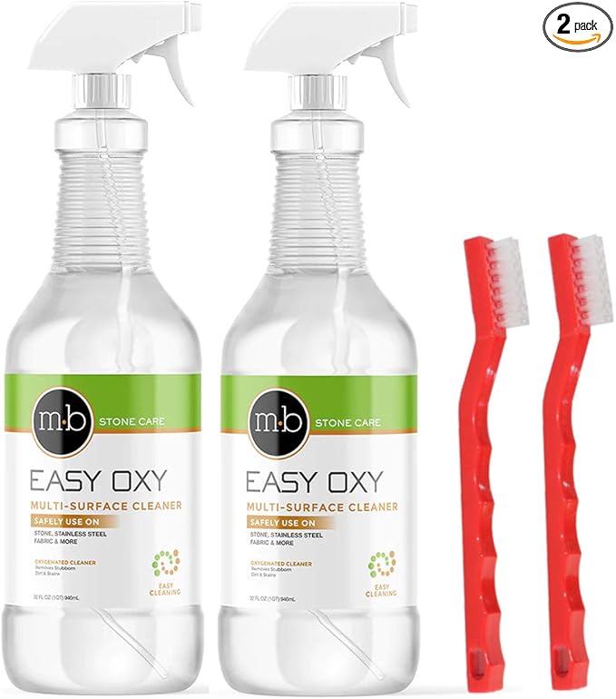 Easy Oxy Spray Cleaner 32 oz multi surface spray with Heavy Duty Detailed Brush (2)