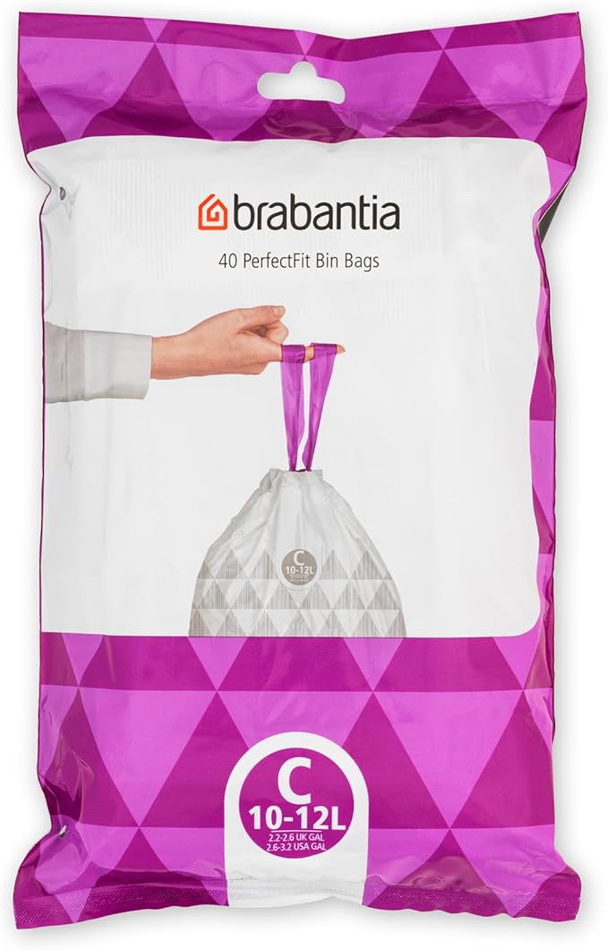 Brabantia 361982 40 Trash Bags Dispenser 2.6-3.2 Gallon White