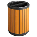 22 Gallon Round Outdoor Two-Stream Trash Can Recycling Bin - Commercial Dual Stainless Steel / Wood Compartment 11 Gallon Liners - Decorative Waste Container for Parks Retail Stores Transit Stations