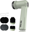 Electric Spin Scrubber – Handheld &amp Ergonomic IPX7 Waterproof 4 Multi-Purpose Brush Heads Long-Lasting Rechargeable Battery – Cleans Dishes Bathroom Tile Grout &amp Kitchen (Sage)