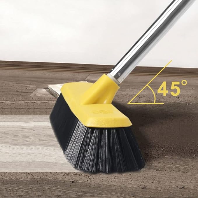 Push Broom with Long Handle Floor Brush 49.6 inch Soft Bristle Broom 12.2 Wide for Cleaning Bathroom Kitchen Patio Garage Deck Tile Floor
