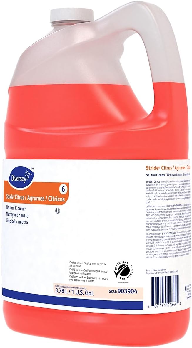 Diversey 903904 Stride Citrus Neutral Cleaner Commercial Floor Cleaner Citrus Scent Concentrate 1-Gallon