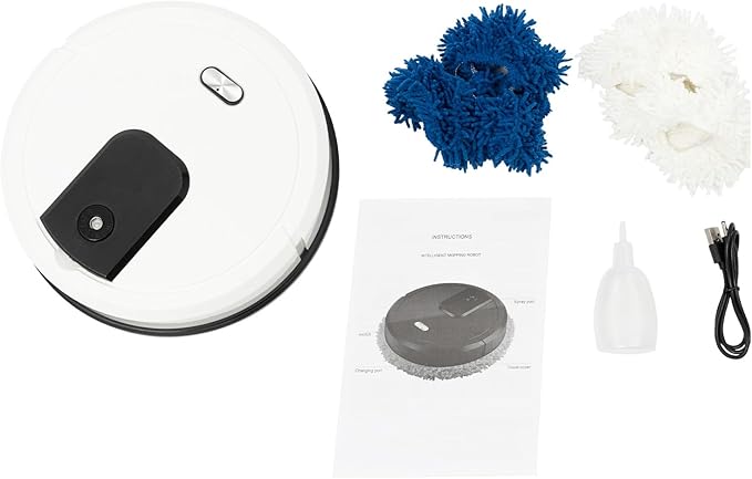 Automatic Mopping Machine Wet and Dry Mopping Robot with Spray FunctionPet Hair Pickup Lightweight Mopping Device for Home Kitchen Bedroom (9.8inch)