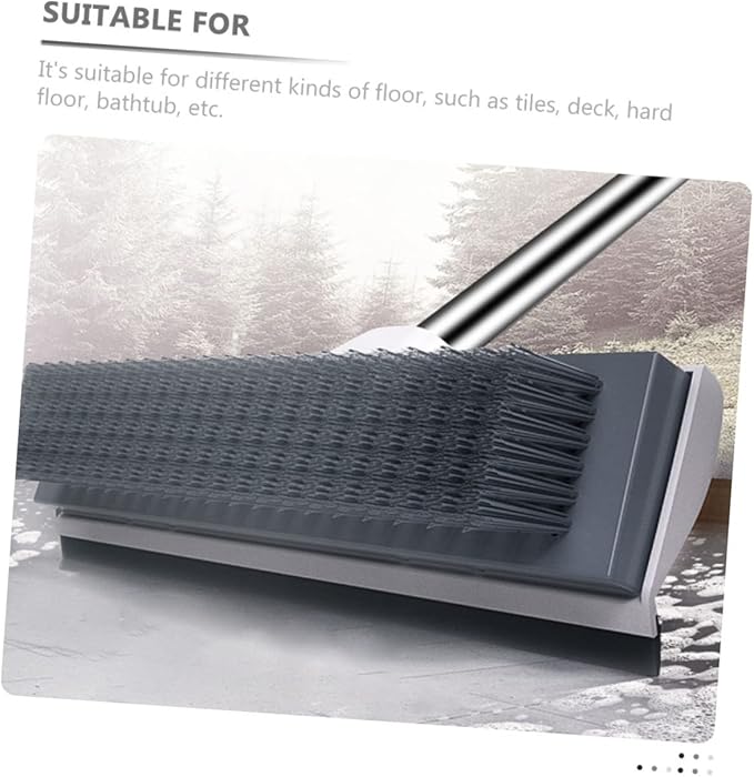 BESTYASH Long Handle Bathroom Floor Scrubber Brush with Hard Bristles and Scraper Cleaning Area Tile and Grout Brush for Efficient Home Cleaning