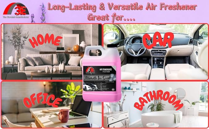 3E Ultimate Ice Air Freshener &amp Odor Eliminator - All-Natural Deodorizer Ready-to-Use Fragrance for Cars Trucks SUVs RVs &amp More - 64 fl oz (Half Gallon)- Made in the USA