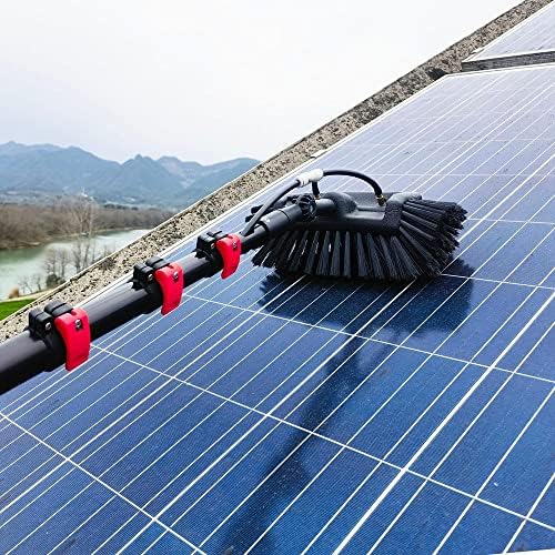 Glass Cleaning Brush Home Water Fed Telescopic Pole Kit Solar Panel Brush Rotating for Photovoltaic PanelTelescopic Window Cleaner with 5 Surface Brush Window Wiper and Solar Panel Adjustab