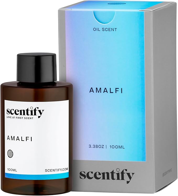 Scentify Amalfi Aroma Oil Refill Scent for Oil Diffusers - Lemon Jasmine Orchid Amber Musk Scents - Luxurious Relaxing Aromatherapy Diffuser Fragrance 100ml 3.38 oz