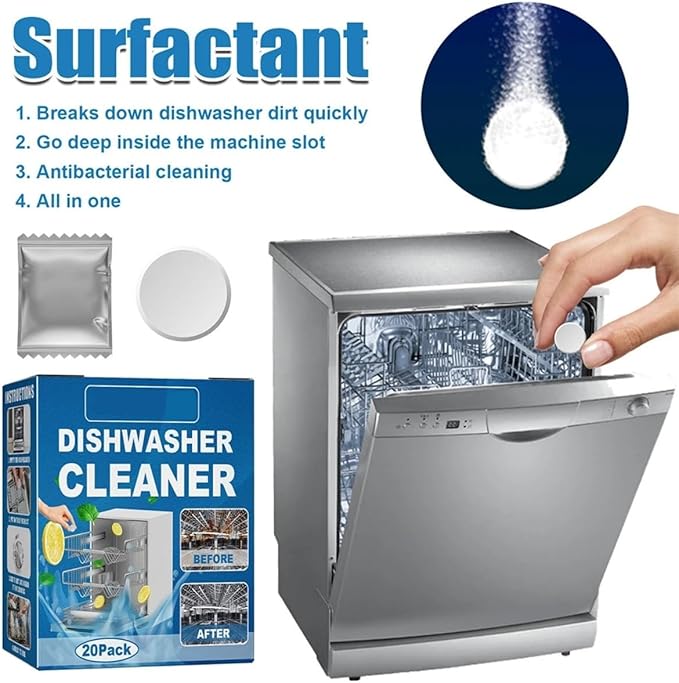 Dishwasher Cleaning Tablets (20 Pcs/Box) Degreasing and DegreasingKitchen Cleaning Tools(200pcs 10Boxes)