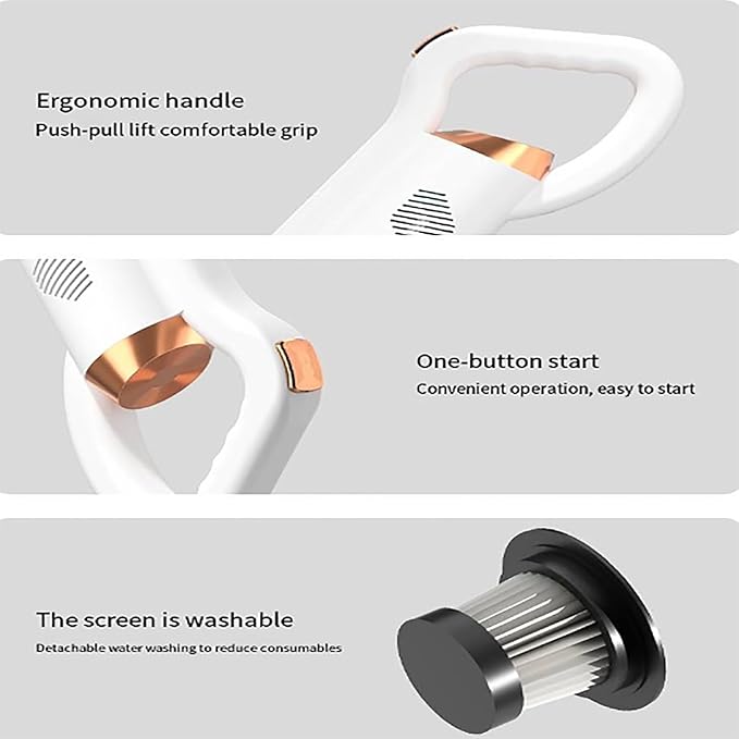 Cordless Vacuum Cleaner Lightweight Stick Vacuum with 8500Pa Suction Power Ergonomic Handle 45W Brushless Motor Detachable Filter for Hard Floors and Pet Hair