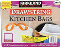 KIRKLAND SIGNATURE Drawstring Kitchen Trash Bags - 13 Gallon 200-Count (Pack of 2)