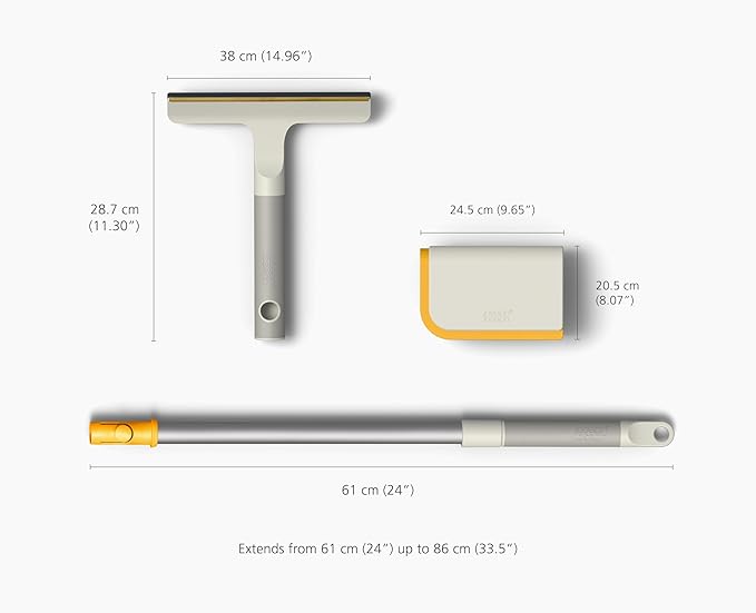 Joseph Joseph CleanTech 3pc Pet Hair Cleaning Tool Set Manual Rake for Carpet Upholstery &amp Furniture with Extension Pole