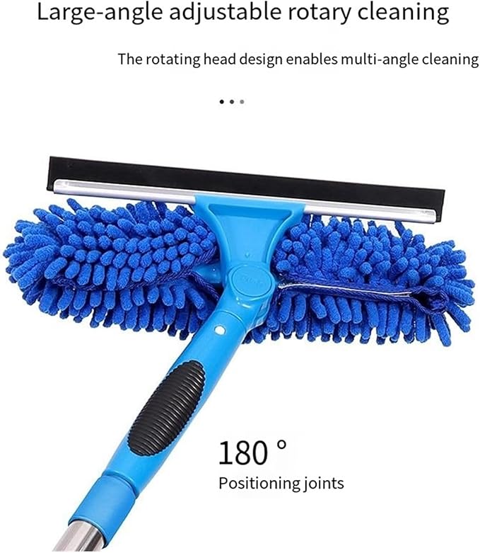 2-in-1 Double-Layer Dual-Sided Glass Wiper - High-Rise Window Cleaner Scraper for Professional Cleaning(Green3 Sections)