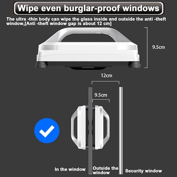 High Rise Windows Ceilings Tiles Automatic Window Cleaner Robot - Cordless Electric Window Wiper Smart Remote Control Glass Window Cleaning Equipment for Indoor Outdoor Use