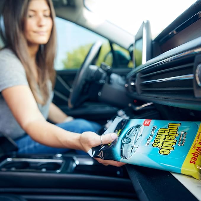 Invisible Glass 90161-6PK Large Glass Cleaning Wipes for Streak-Free Windows Mirrors and Glass Lint-Free Ammonia-Free Tint-Safe for Home and Auto Flat Pack 28 Count (Pack of 6)