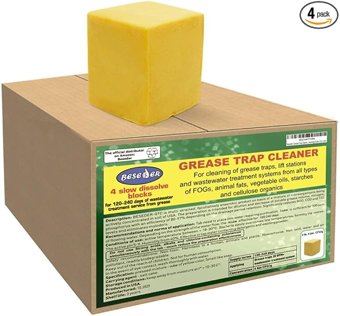 Grease Trap Cleaner cubes for wastewater treatment from grease and oil 4bln. CFU/g (4 cubes x 2 pounds = 8 pounds)