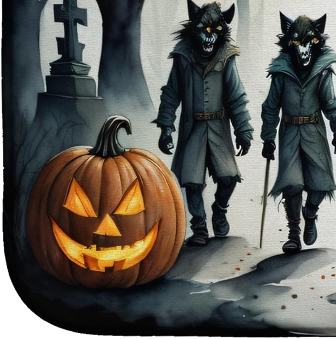 Caroline's Treasures DAC2280DDM Werewolves Spooky Halloween Dish Drying Mat Absorbent Dish Drying Mat Pad for Kitchen Counter Dish Drainer Mat for Countertop 14 x 21 Multicolor