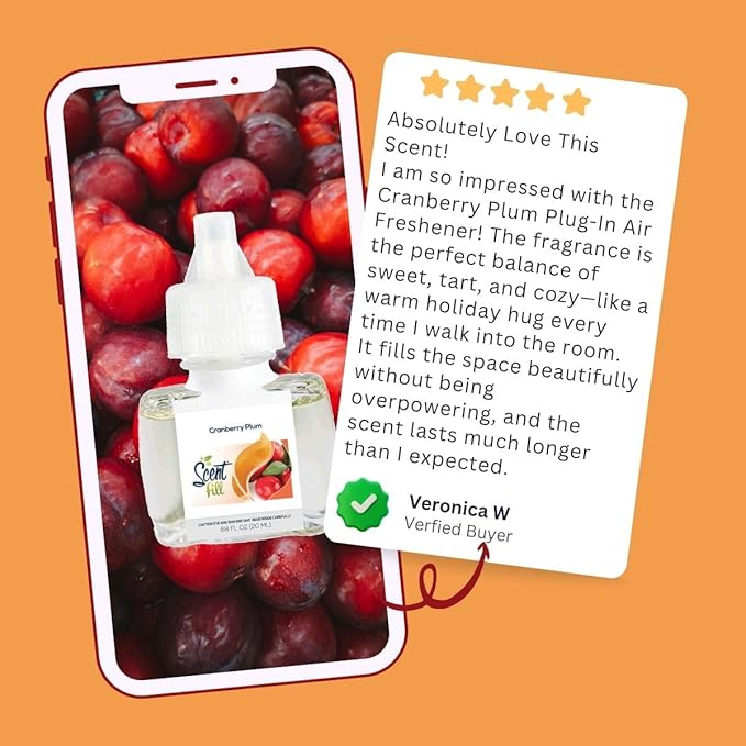 Scent Fill Cranberry Plum Plug in Air Freshener 4 Scented Oil Refills